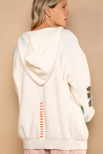 Ivory Oversized Hooded Open Front Cardigan FINAL SALE