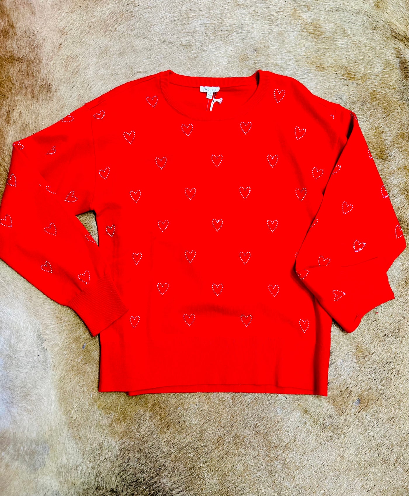 Tomato Red Cubic Heart Pattern Knit Pullover Sweater FINAL SALE