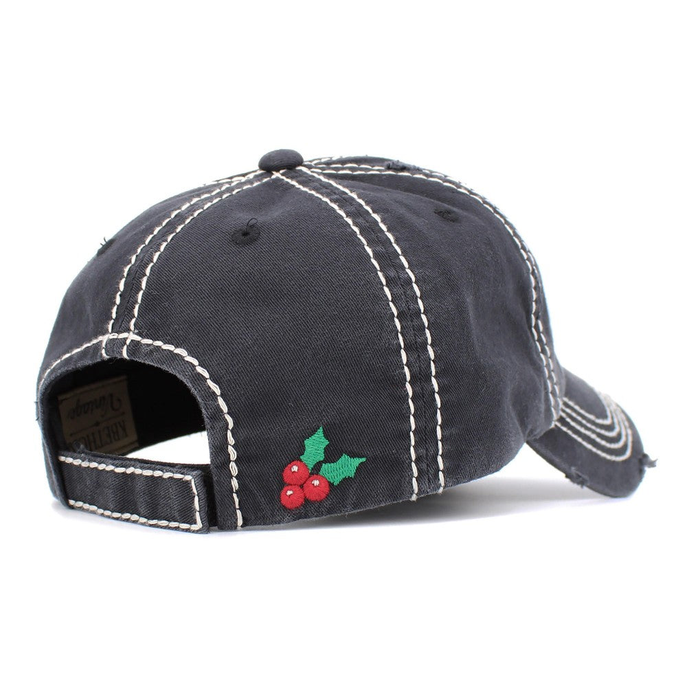 Vintage Distressed "This is as Merry as I Get" Embroidered Patch Baseball Cap