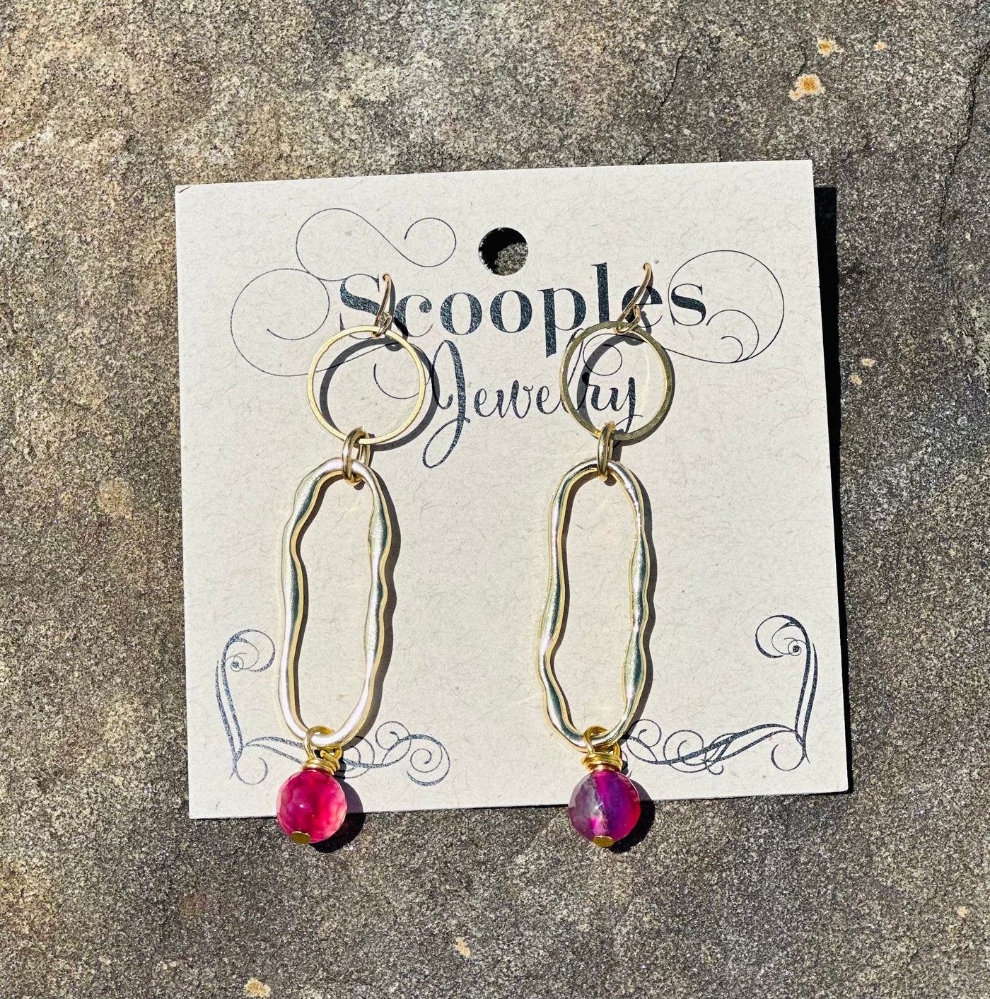 Scooples "Fuchsia Crystal Ring" Earrings