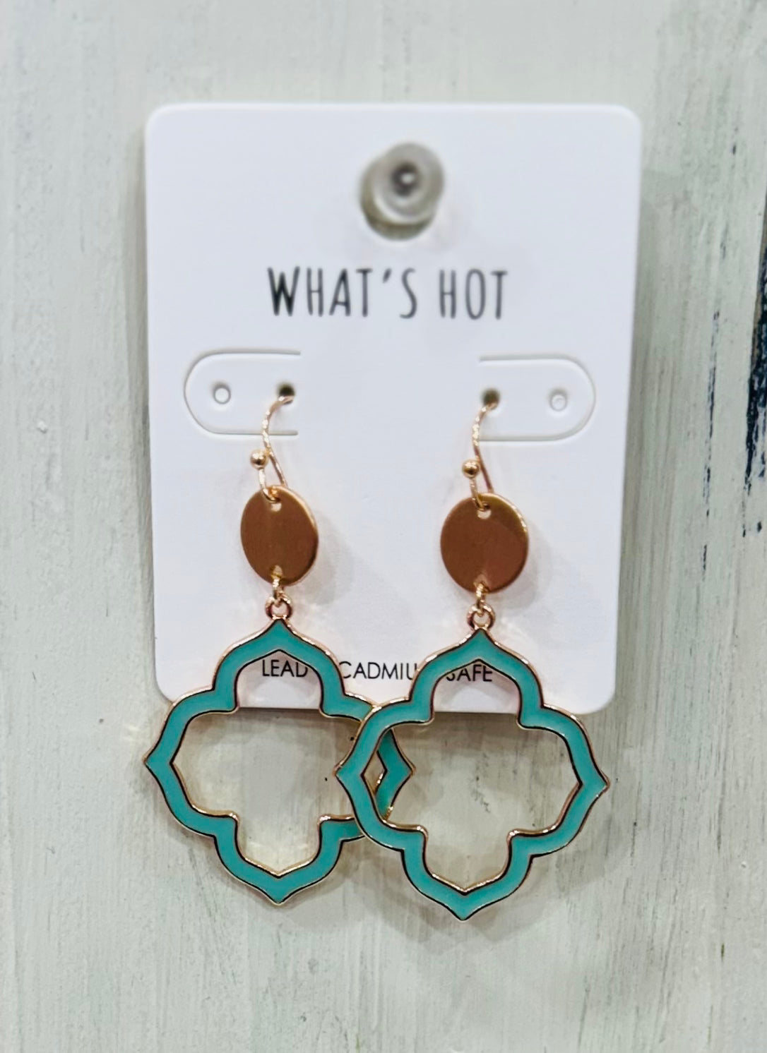 Epoxy Open Clover and Gold Earrings (2 Colors)