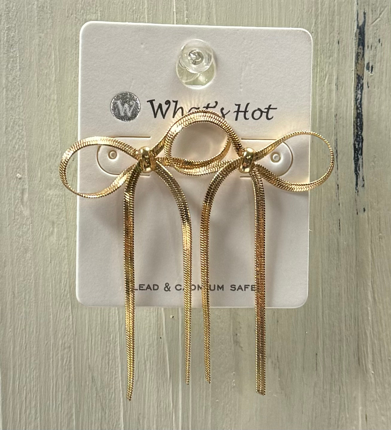 Gold Snake Chain Bow Earrings