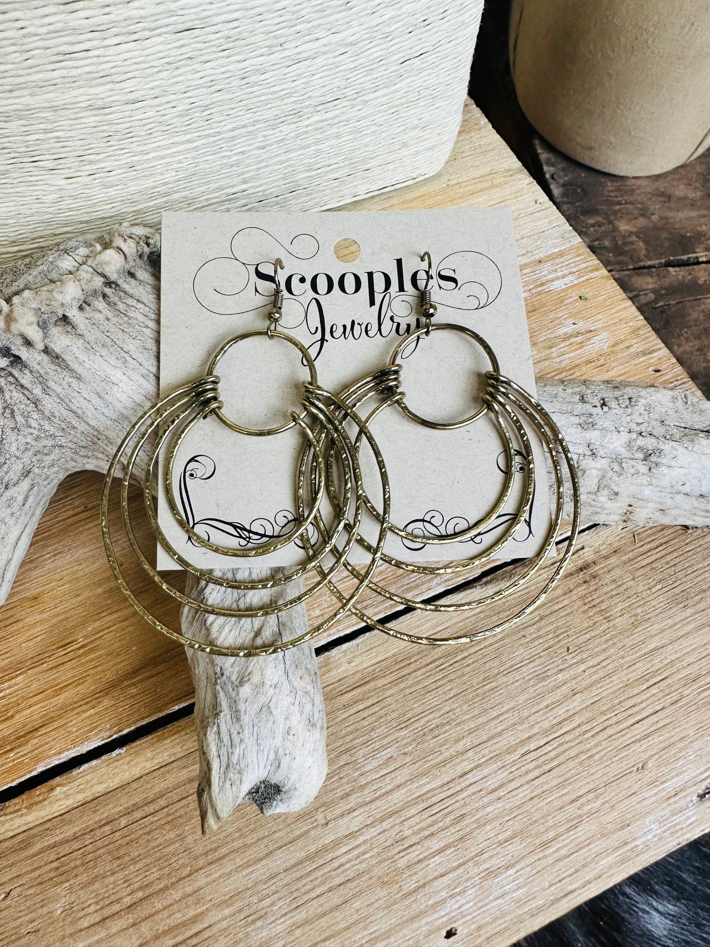 Scooples Bronze Stacked Hoops Earrings