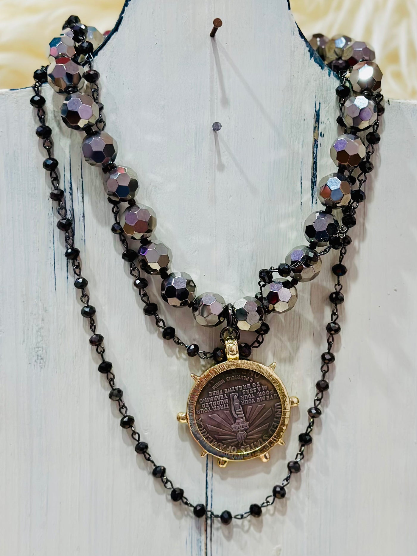 Gypsy South Large Gunmetal Coin Necklace
