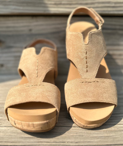 "Refreshing" Wedge in Camel Suede by Corky's Final Sale