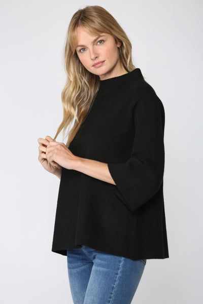 BLACK MOCK NECK PULL OVER SWEATER/BELL SLEEVE by FATE