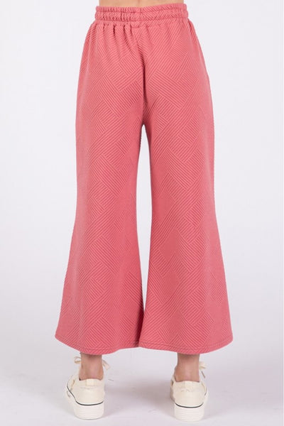 Coral Pink Patterned French Terry Pant Set
