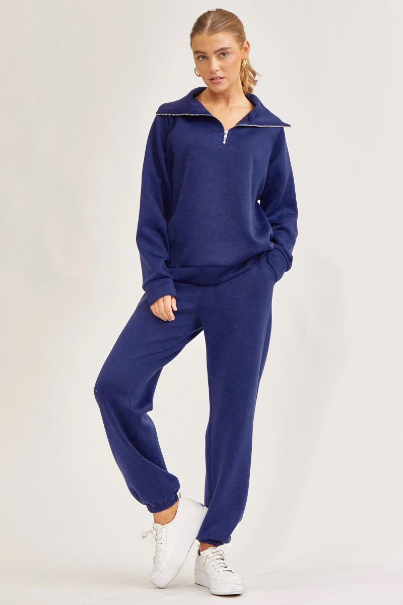 Navy Quarter Zip Pullover and Jogger Set with Pockets – Magnolia