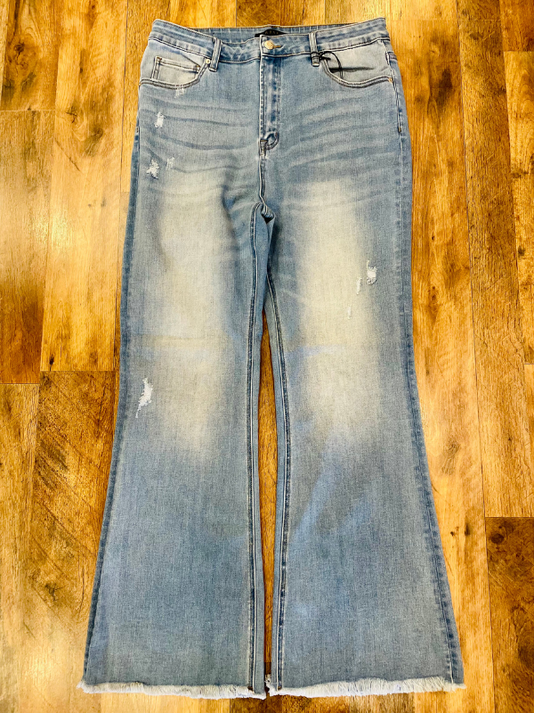 Risen Jeans - High Rise Vintage Frayed Hem Flare - RDP1277 at   Women's Jeans store