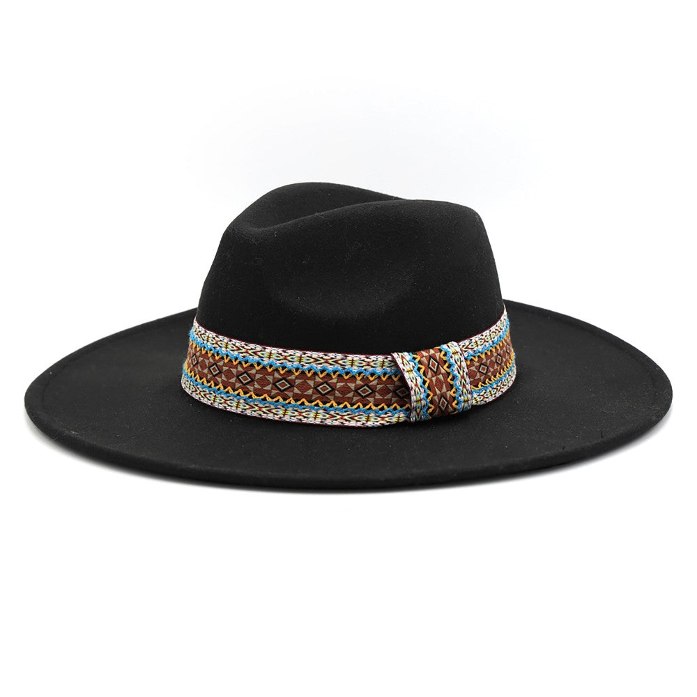 Felt Blend Wide Brim Hat With Wide Western Band