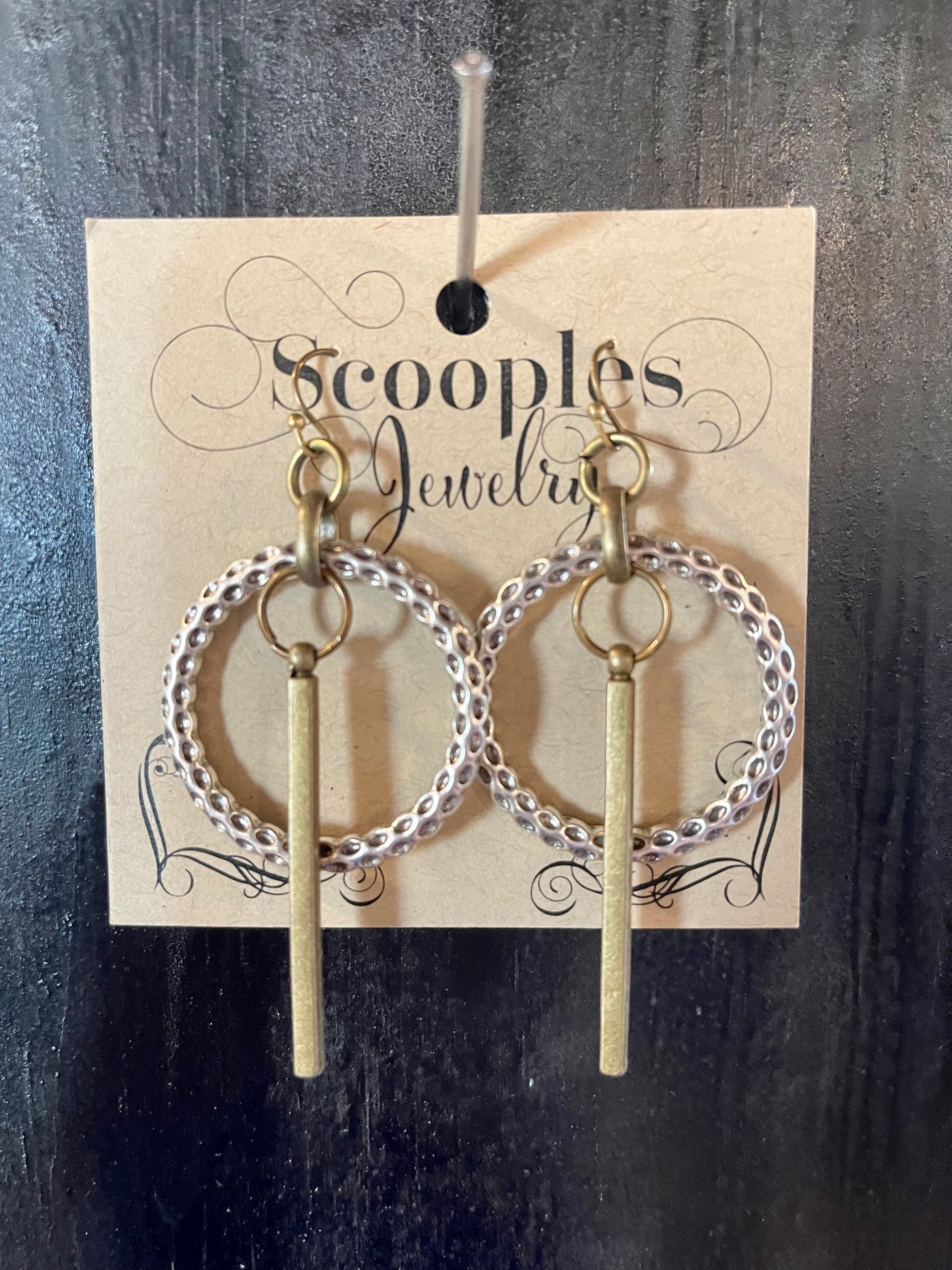 Scooples Two Tone Ring Bar Earrings