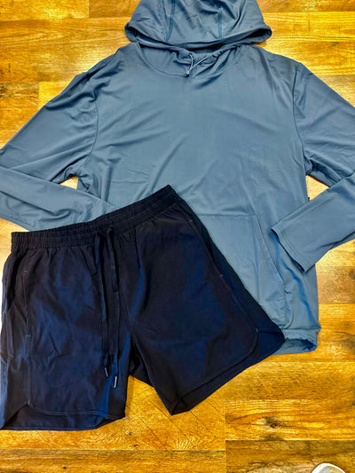 Men's Dark Navy Wave Accent Essential Active Shorts Final Sale