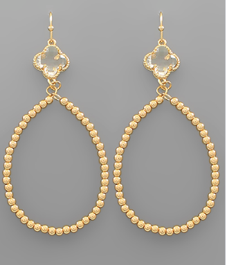 METAL BEAD WRAPPED TEARDROP DANGLE DROP EARRING main image 0