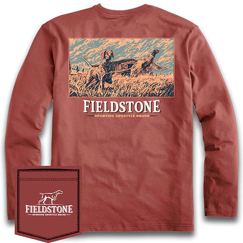 Fieldstone "Flush" Long Sleeve Tee in Red Final Sale