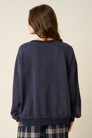 JESUS SAVES PATCHWORK CREW NECK SWEATSHIRT ON NAVY