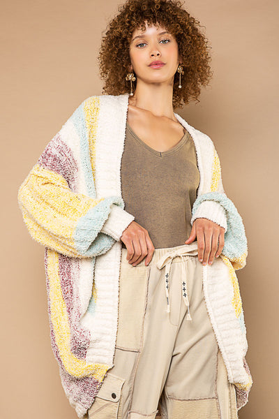 Soft Ivory Lemon Multi Colored Balloon Sleeved Cardigan FINAL SALE