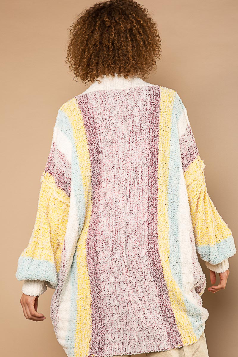 Soft Ivory Lemon Multi Colored Balloon Sleeved Cardigan FINAL SALE