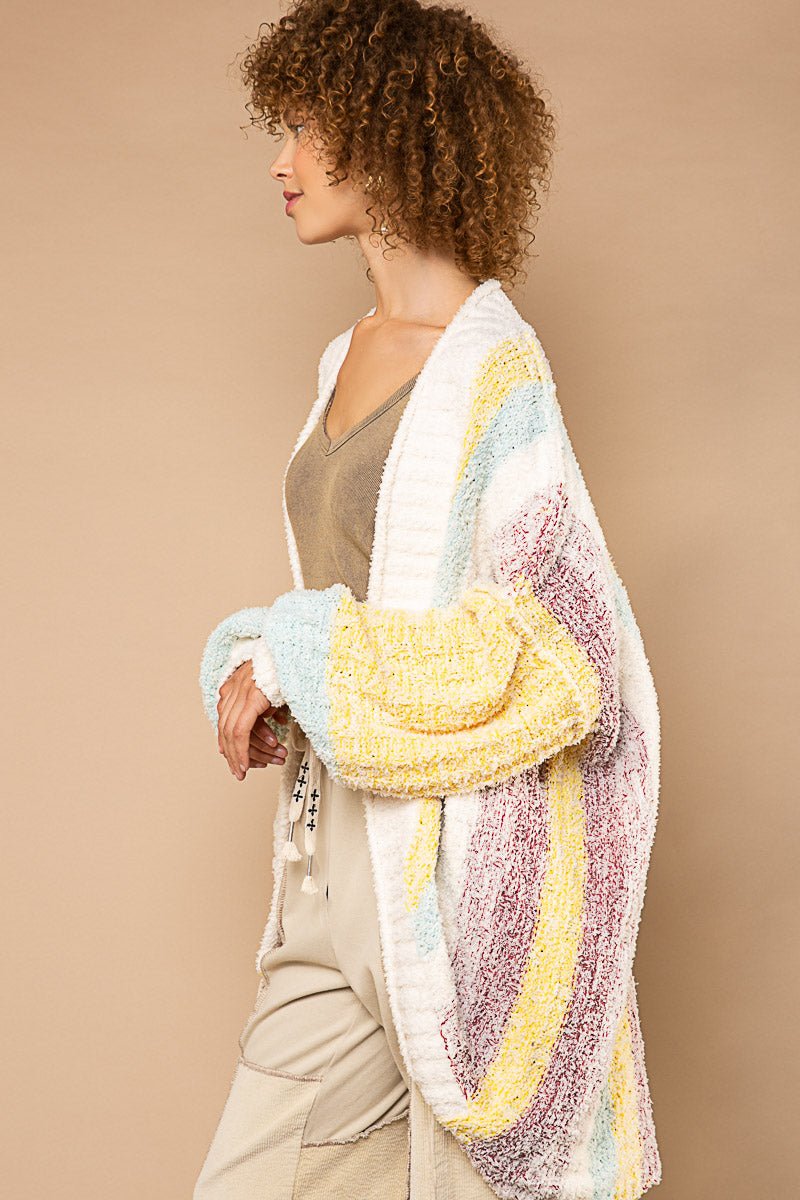 Soft Ivory Lemon Multi Colored Balloon Sleeved Cardigan FINAL SALE