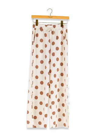 Simply Southern Polka Dot Cream Crew Neck Sweatshirt and Bow Lined Pant Set