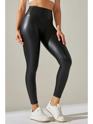 Black High Waist Faux Matte Leather Skinny Leggings