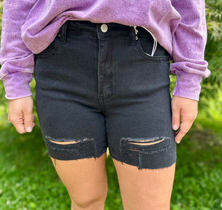 Black 5 Pocket Cuffed Shorts Final Sale