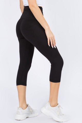 Black High Rise Casual Capri Leggings
