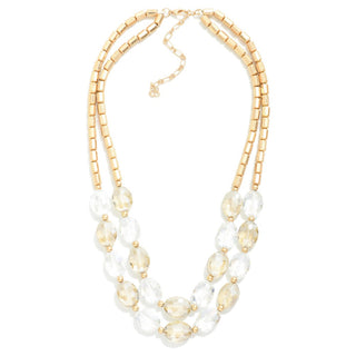 Layered Beaded Necklace Featuring Two-tone Faceted Details (4 Colors)