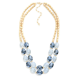 Layered Beaded Necklace Featuring Two-tone Faceted Details (4 Colors)