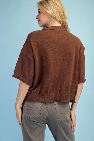 Western Horse Motif Sweater with Elbow Length Sleeves Final Sale