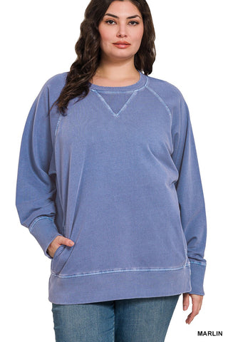 Curvy Marlin Pigment Dyed French Terry Pullover