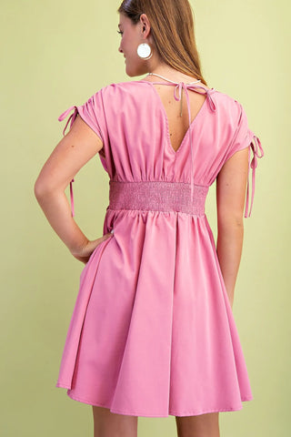 Rose Floral Appliqué V-Neck Mini Dress FINAL SALE