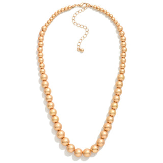 Matte Metal Graduated Bead Necklace (2 Colors)