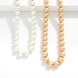 Matte Metal Graduated Bead Necklace (2 Colors)