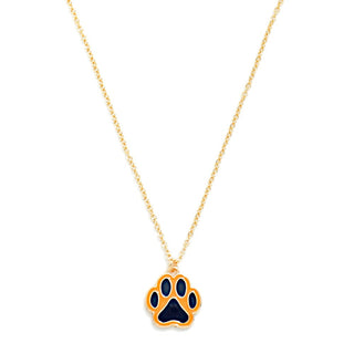 Chain Link Necklace Featuring Enamel Paw Print Pendant (2 Colors)