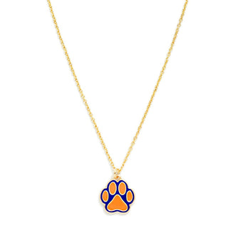Chain Link Necklace Featuring Enamel Paw Print Pendant