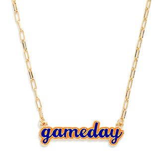 Paperclip Chain Link necklace Featuring Enamel "Gameday" Pendant