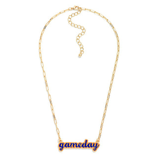 Paperclip Chain Link necklace Featuring Enamel "Gameday" Pendant