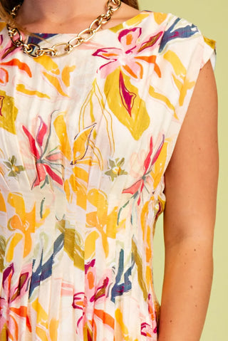 Floral Print Cap Sleeve Midi Dress w/ Pockets FINAL SALE