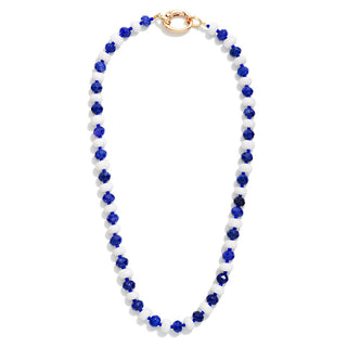 Game Day Faceted Bead Beaded Necklace Featuring Metal Tone Oval Clasp Pendant (2 Colors)