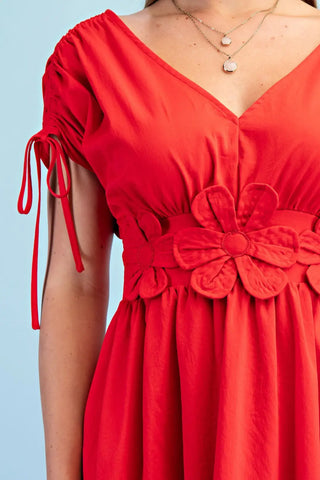 Tomato Floral Appliqué V-Neck Maxi Dress FINAL SALE