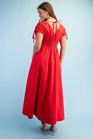 Tomato Floral Appliqué V-Neck Maxi Dress FINAL SALE