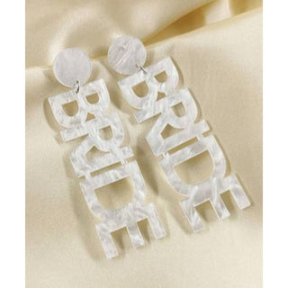 Bride White Acrylic Drop Earrings