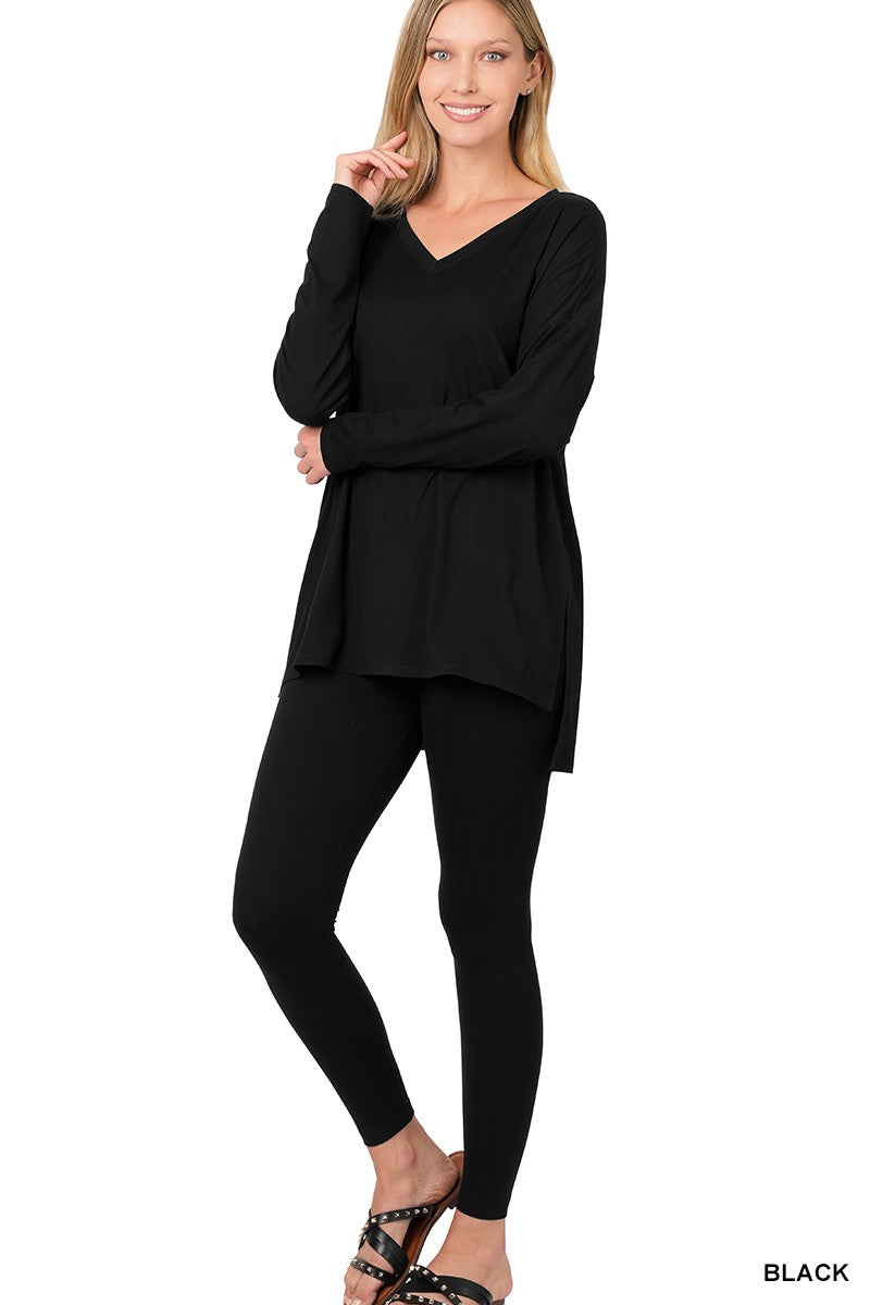 BLACK BRUSHED MICROFIBER LOUNGEWEAR SET