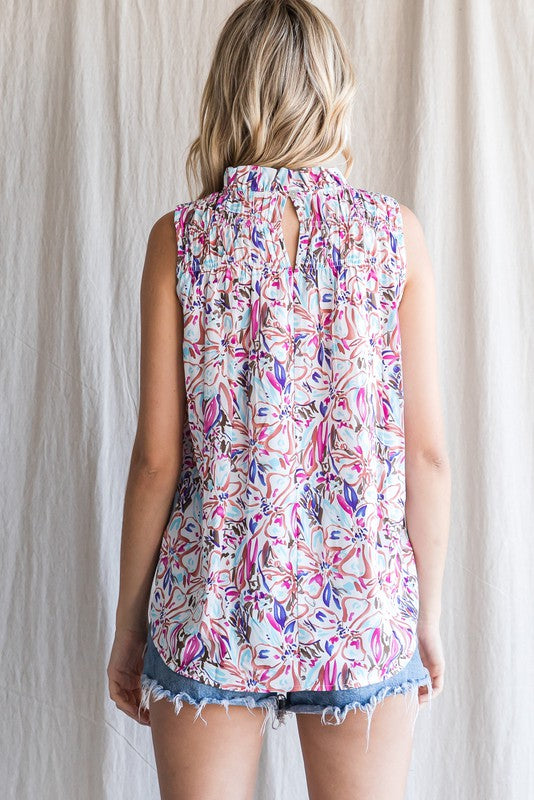 Floral Print Sleeveless Top Final Sale