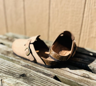 Regis Round Toe Clog Sandals With Buckle Detail