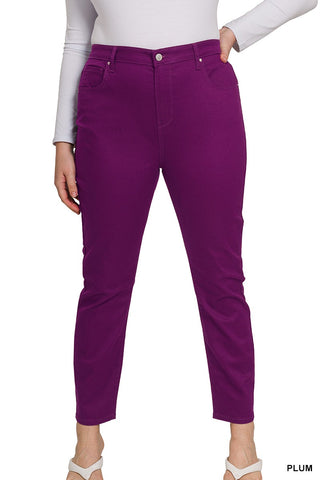 CURVY PLUM HIGH-RISE SKINNY COLOR DENIM PANTS Final Sale