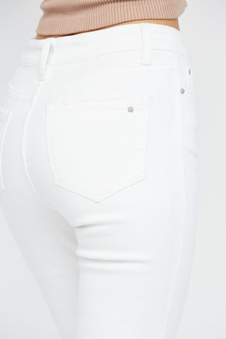 Mica White High Rise Crop Flare Jeans With Uneven Hem Final Sale