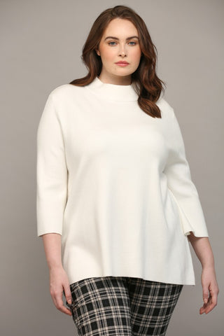 CURVY CREAM MOCK NECK PULL OVER BELL SLEEVE SWEATER Final Sale