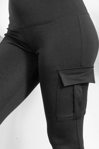 Black Cargo Yoga Sports Leggings