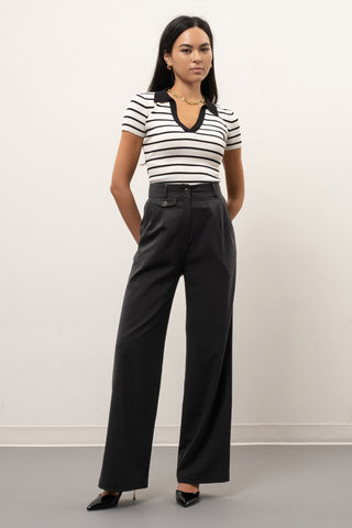 CHARCOAL WIDE LEG TROUSERS W/ POCKETS Final Sale